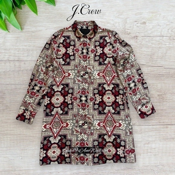 J.Crew Collection Italian silk floral tapestry shirt dress *shop@iamwarrior - Picture 3 of 9
